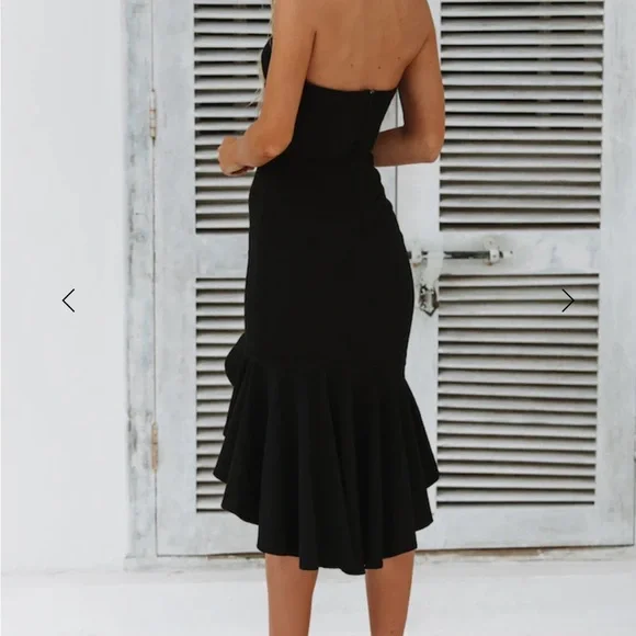 Black Strapless Midi Dress - Picture 3 of 11